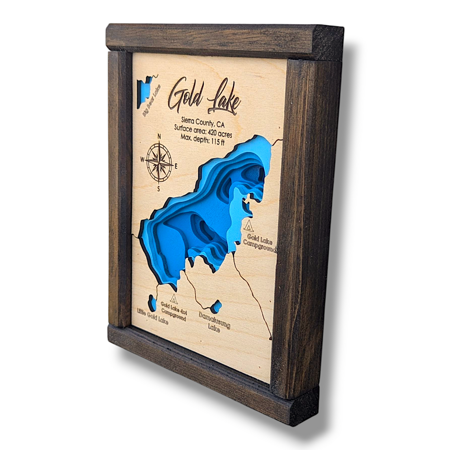 Gold Lake Art | Gold Lake Bathymetry Map | Various Sizes