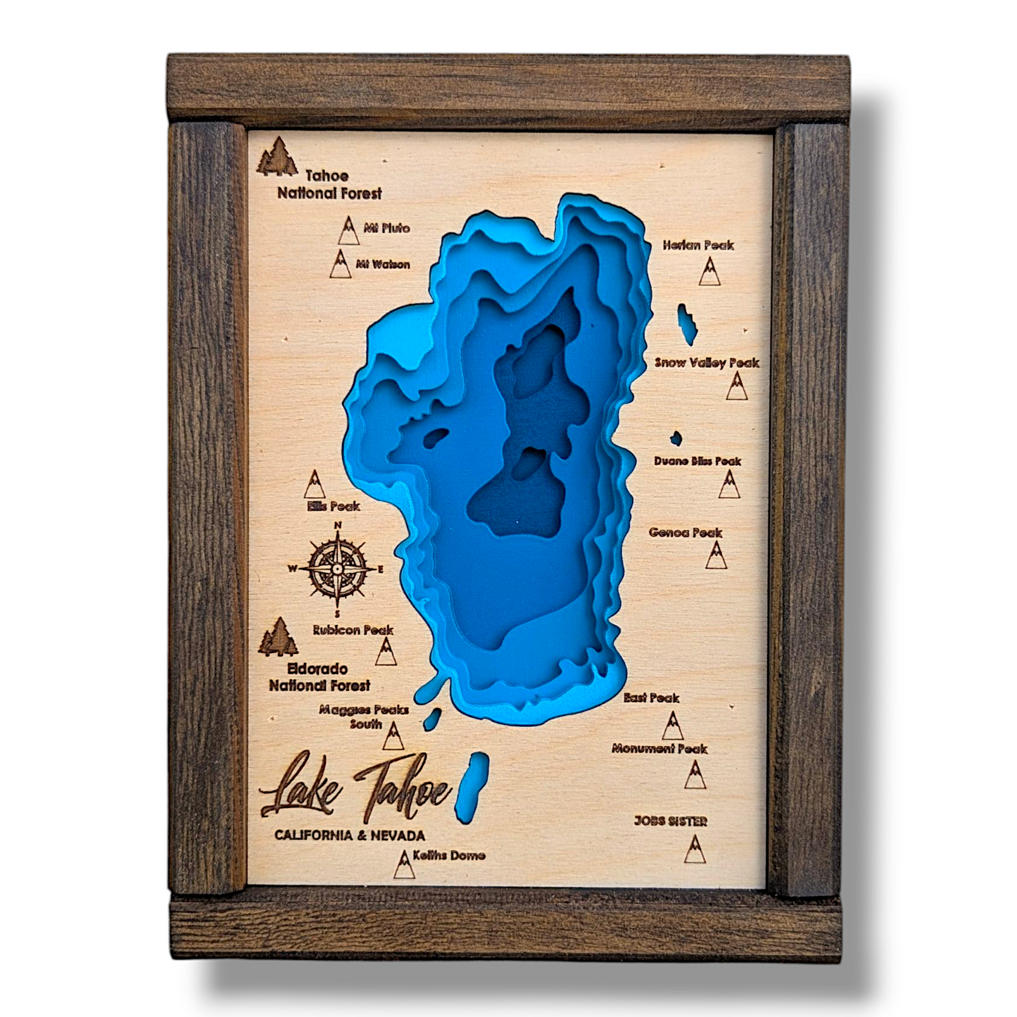 Lake Tahoe Art | Tahoe Bathymetry Map | Various Sizes