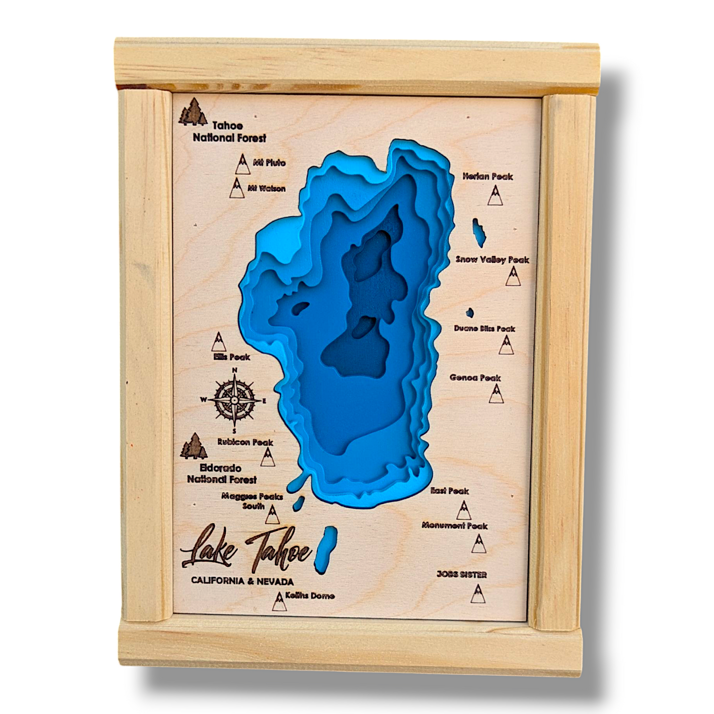 Lake Tahoe Art | Tahoe Bathymetry Map | Various Sizes