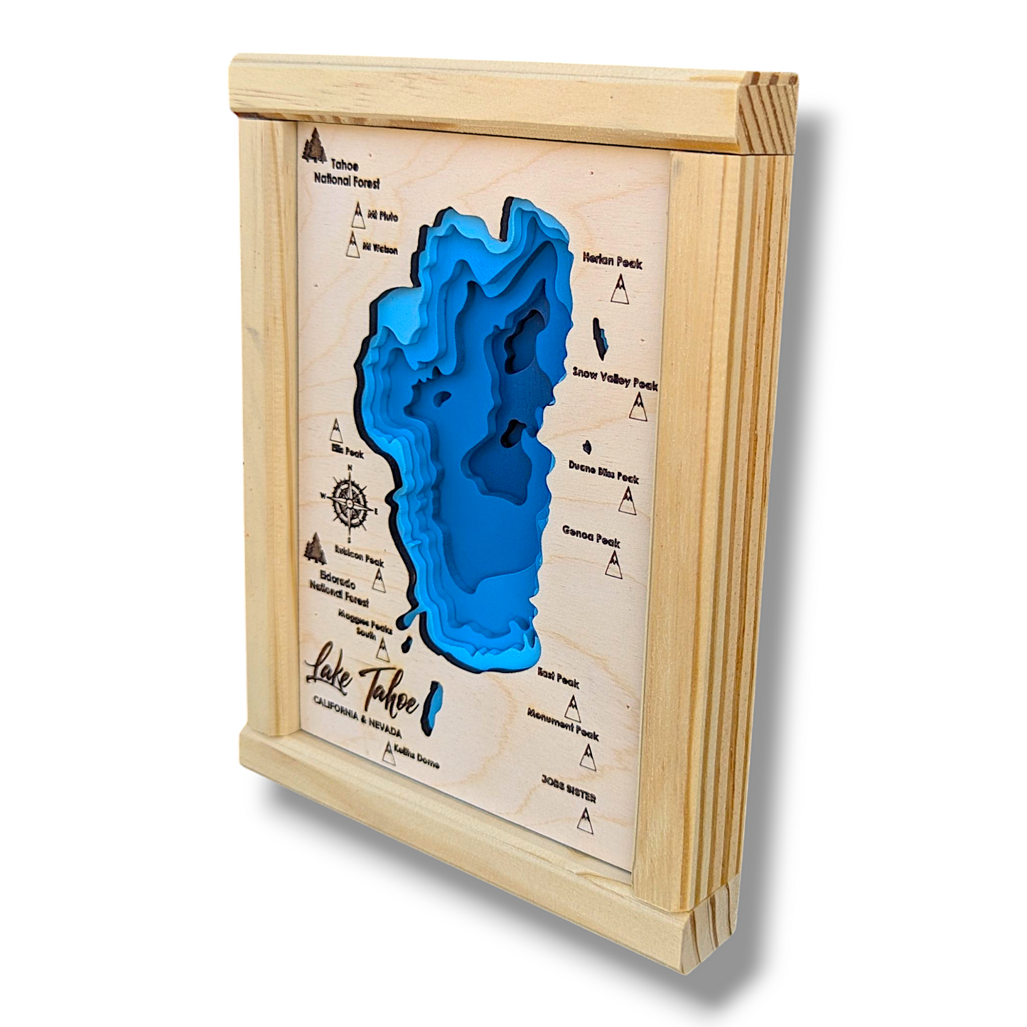 Lake Tahoe Art | Tahoe Bathymetry Map | Various Sizes