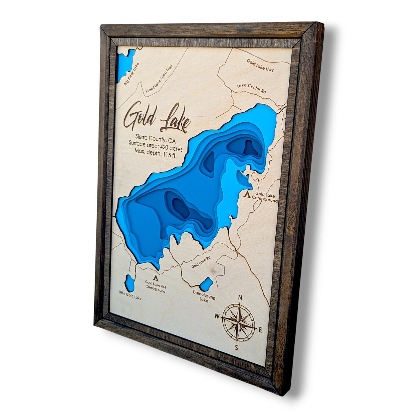 Gold Lake Art | Gold Lake Bathymetry Map | Various Sizes