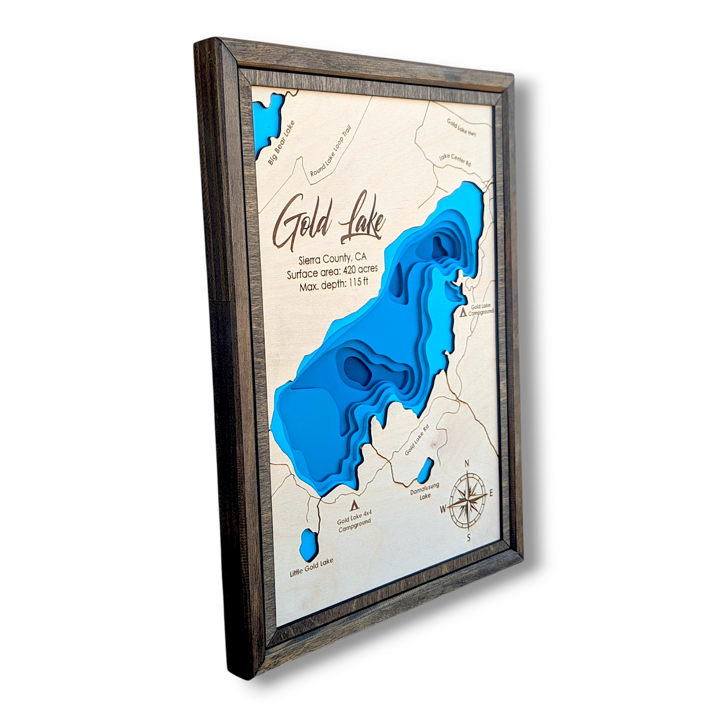 Gold Lake Art | Gold Lake Bathymetry Map | Various Sizes