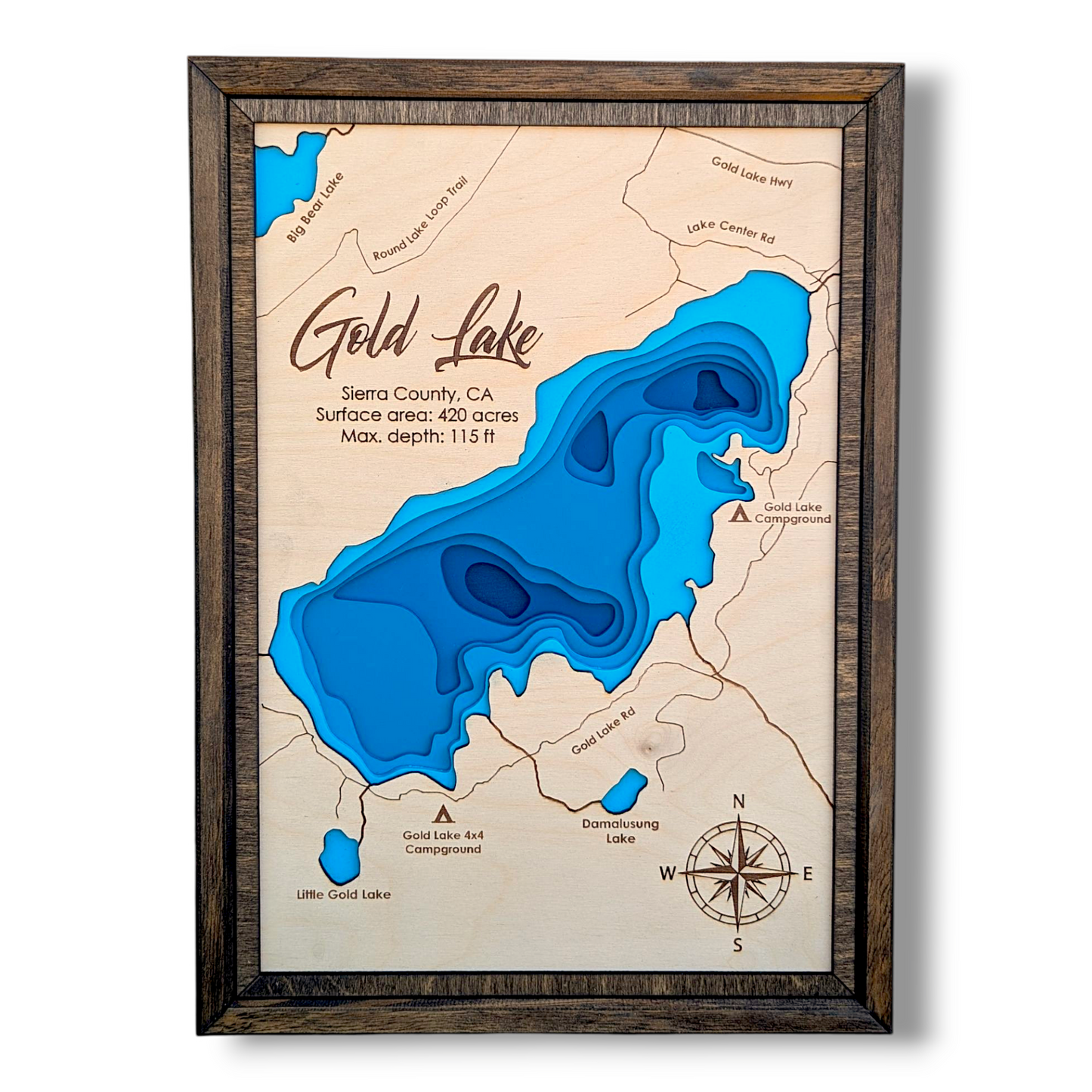 Gold Lake Art | Gold Lake Bathymetry Map | Various Sizes