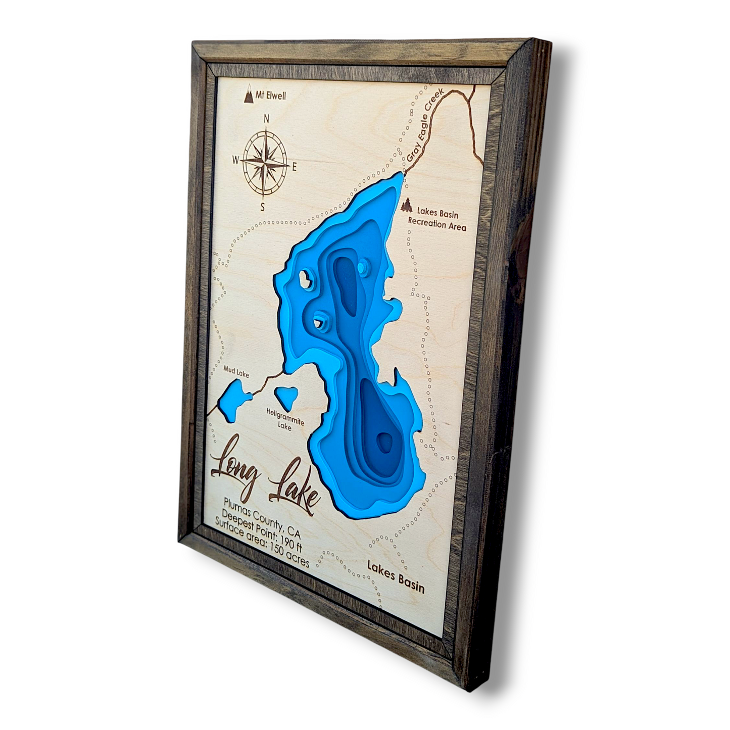 Long Lake Art | Long Lake Bathymetry Map | Various Sizes