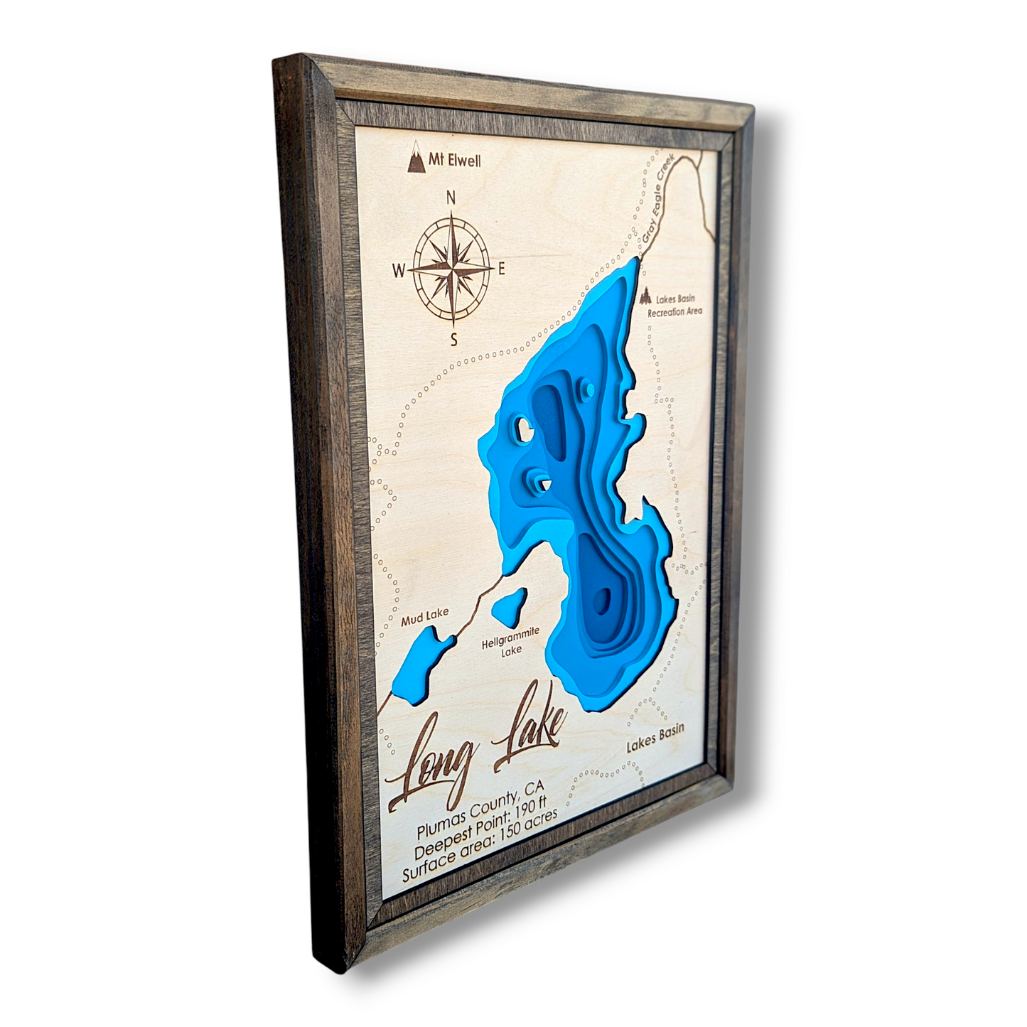 Long Lake Art | Long Lake Bathymetry Map | Various Sizes