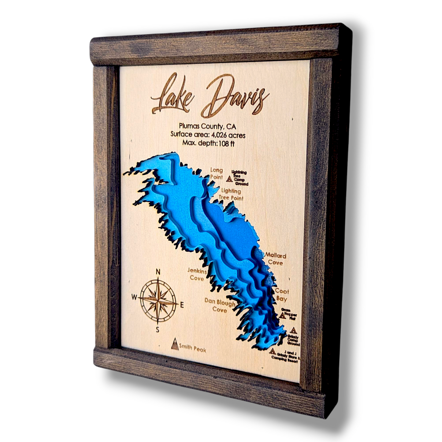 Lake Davis Art | Lake Davis Bathymetry Map | Various Sizes