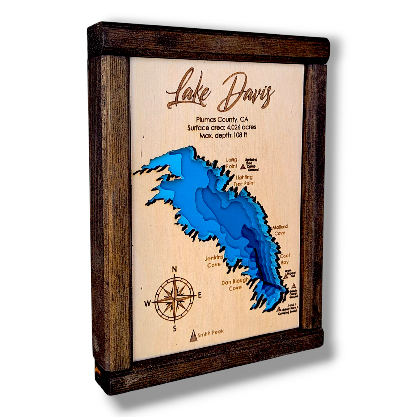 Lake Davis Art | Lake Davis Bathymetry Map | Various Sizes