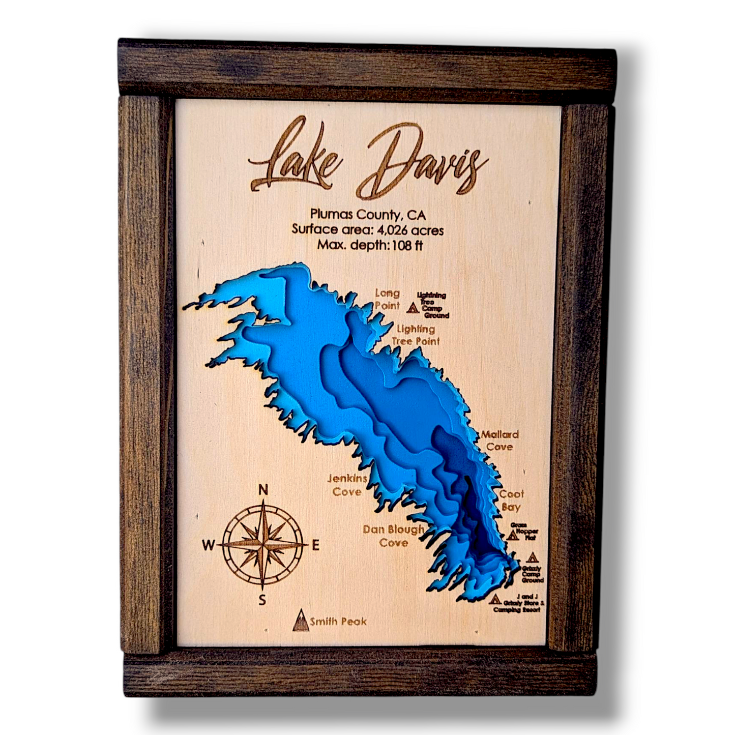 Lake Davis Art | Lake Davis Bathymetry Map | Various Sizes