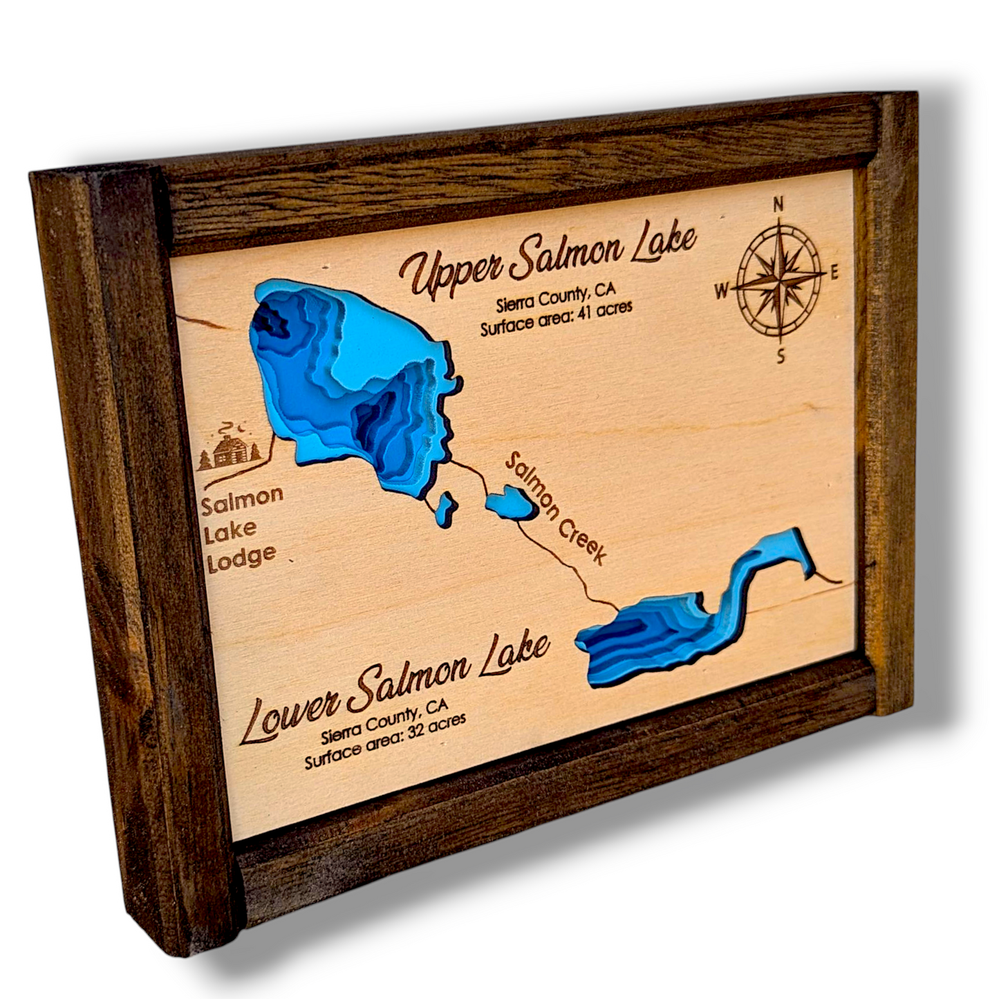 Salmon Lake Art | Salmon Lake Bathymetry Map | Various Sizes