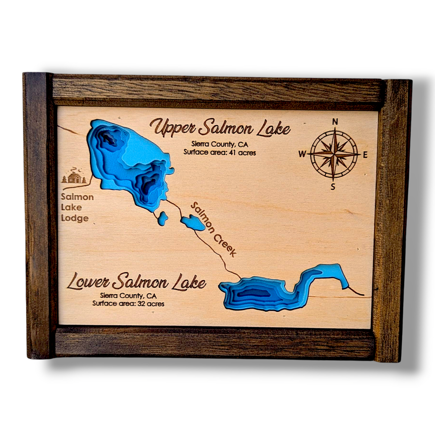 Salmon Lake Art | Salmon Lake Bathymetry Map | Various Sizes