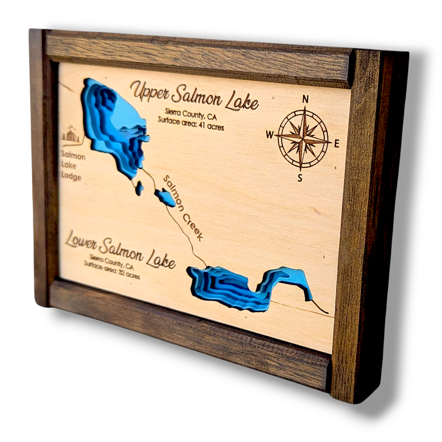 Salmon Lake Art | Salmon Lake Bathymetry Map | Various Sizes