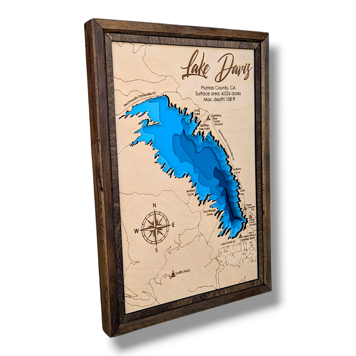 Lake Davis Art | Lake Davis Bathymetry Map | Various Sizes