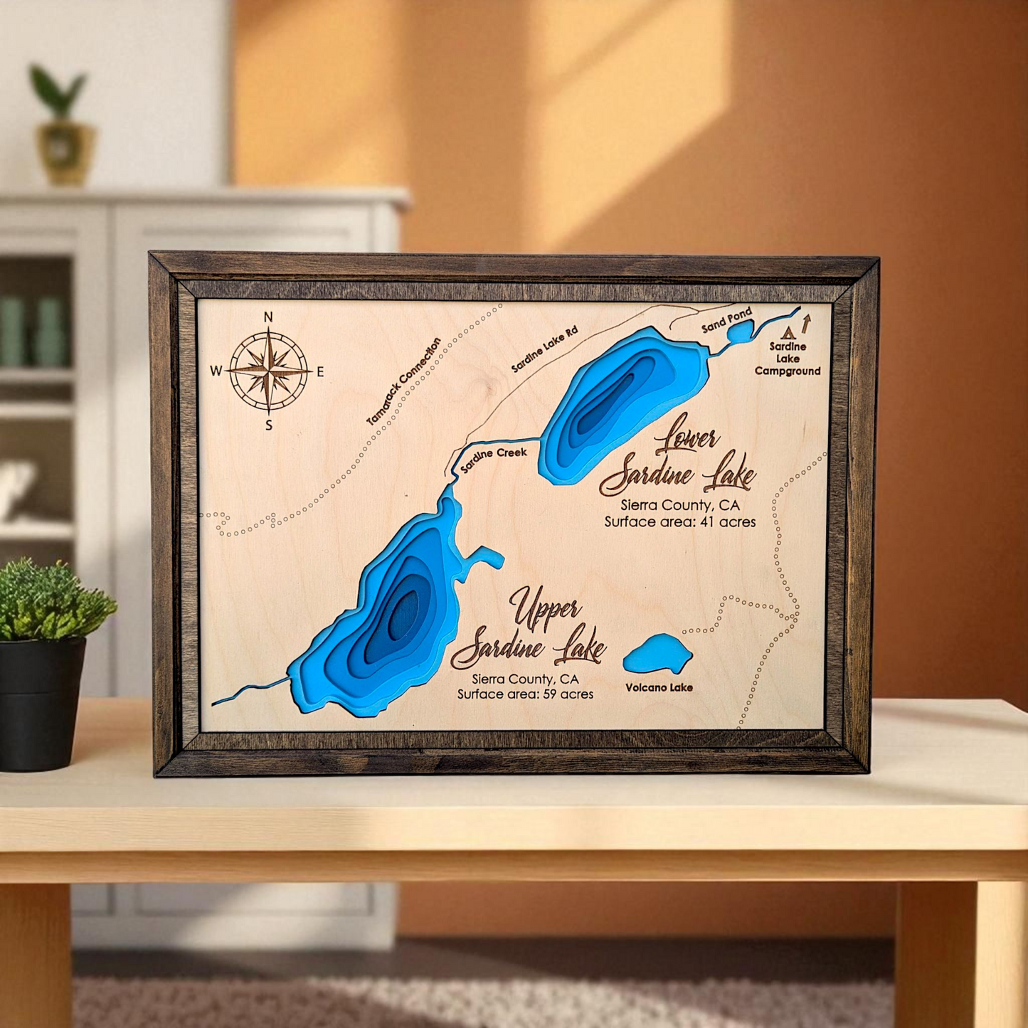 Sardine Lake Art | Sardine Lake Bathymetry Map | Various Sizes