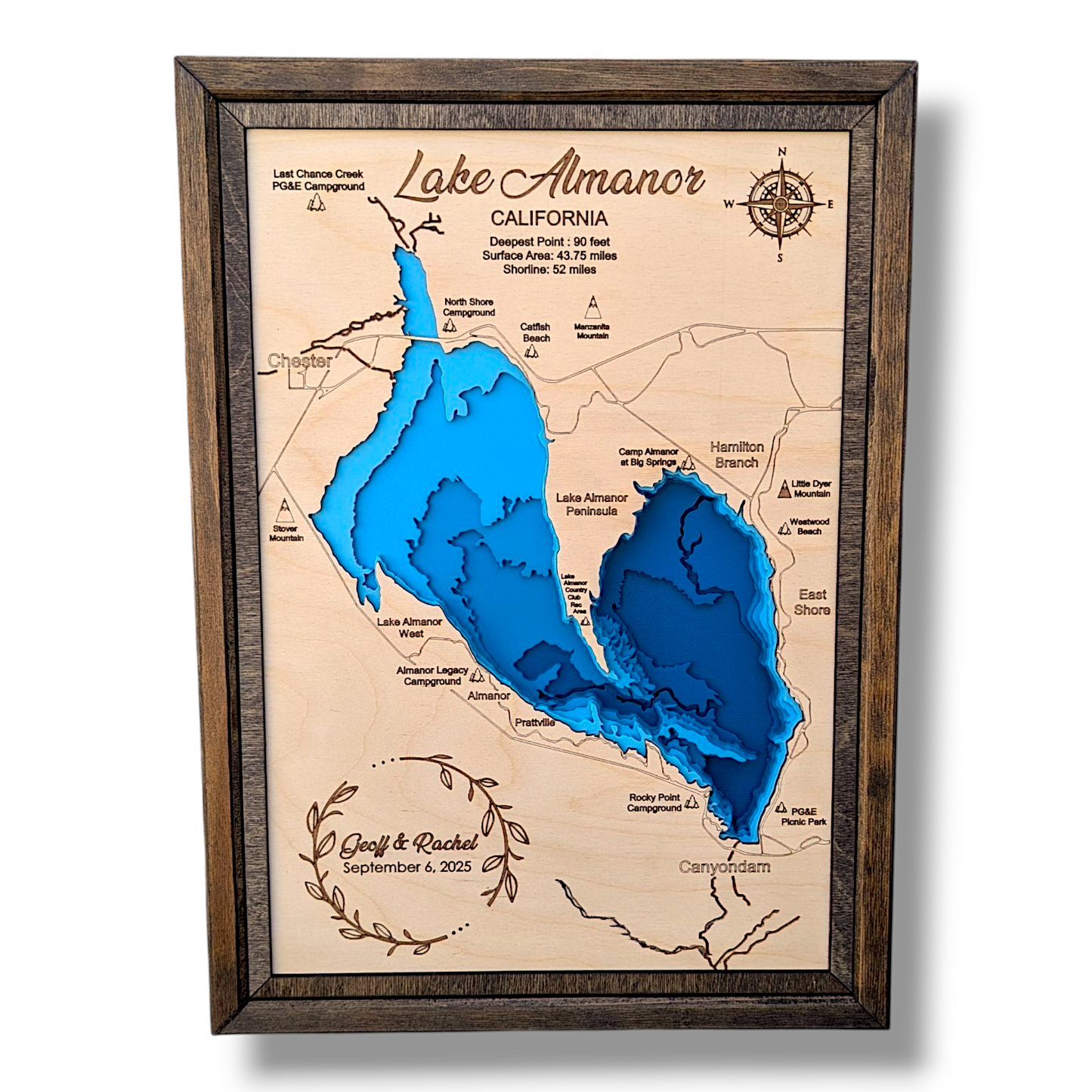 Custom Lake Bathymetry Map | Various Sizes