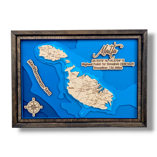 Malta Art | Malta Bathymetry Map | Various Sizes