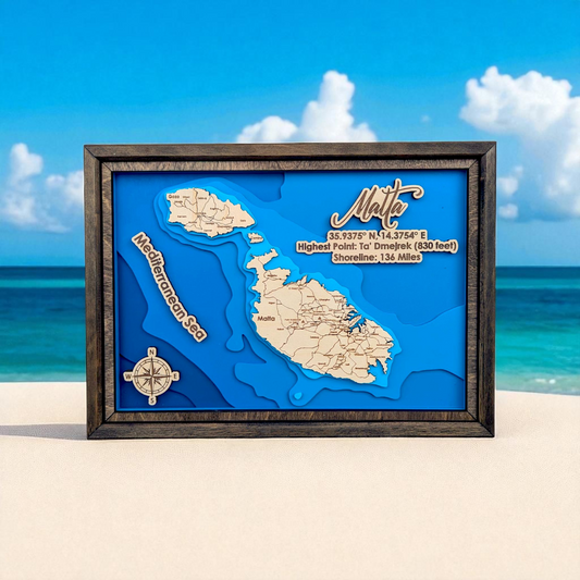 Malta Art | Malta Bathymetry Map | Various Sizes