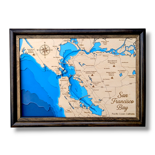 San Francisco Bay Art | San Francisco Bathymetry Map | Various Sizes
