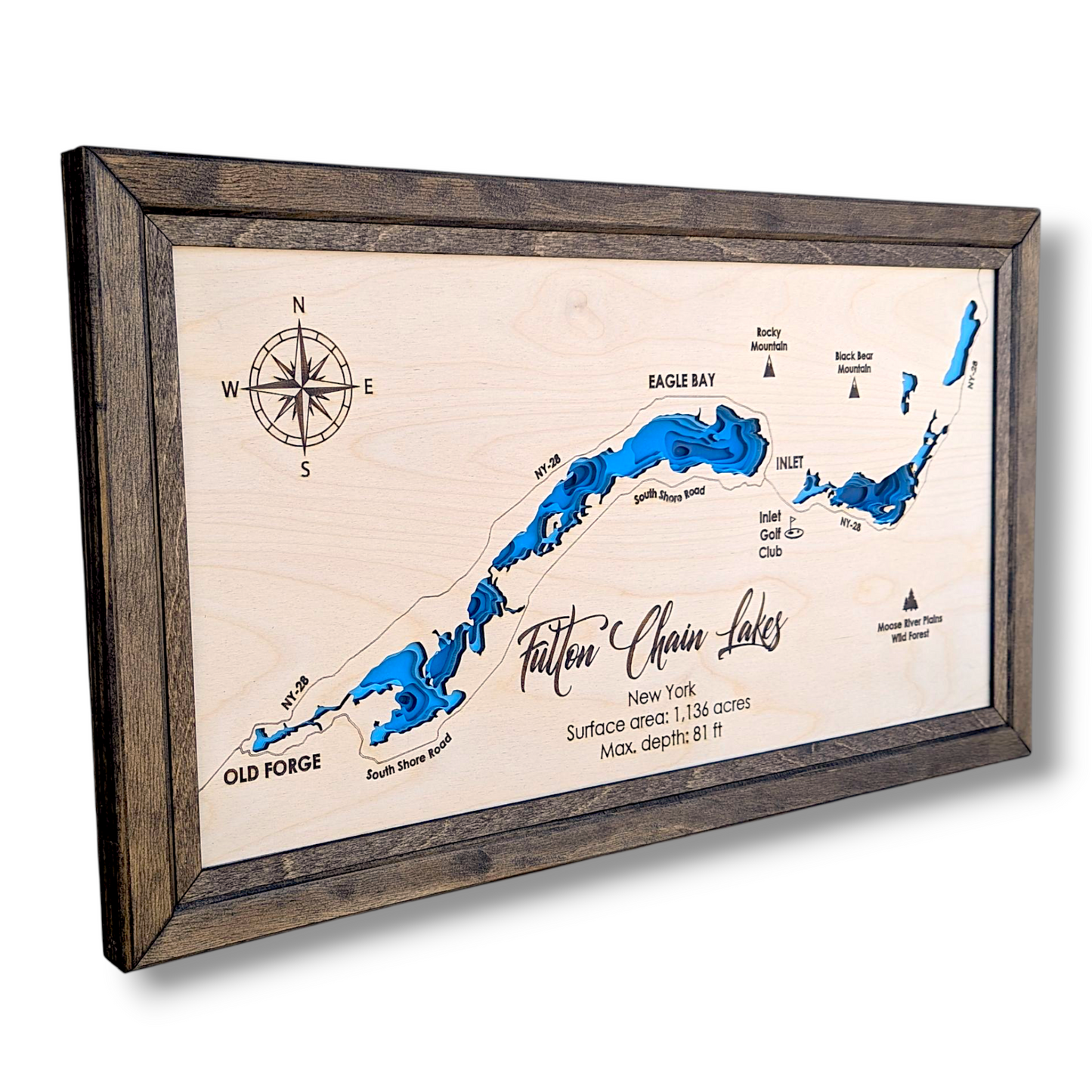 Fulton Chain Lakes Art | Fulton Chain Lakes Bathymetry Map | Various Sizes