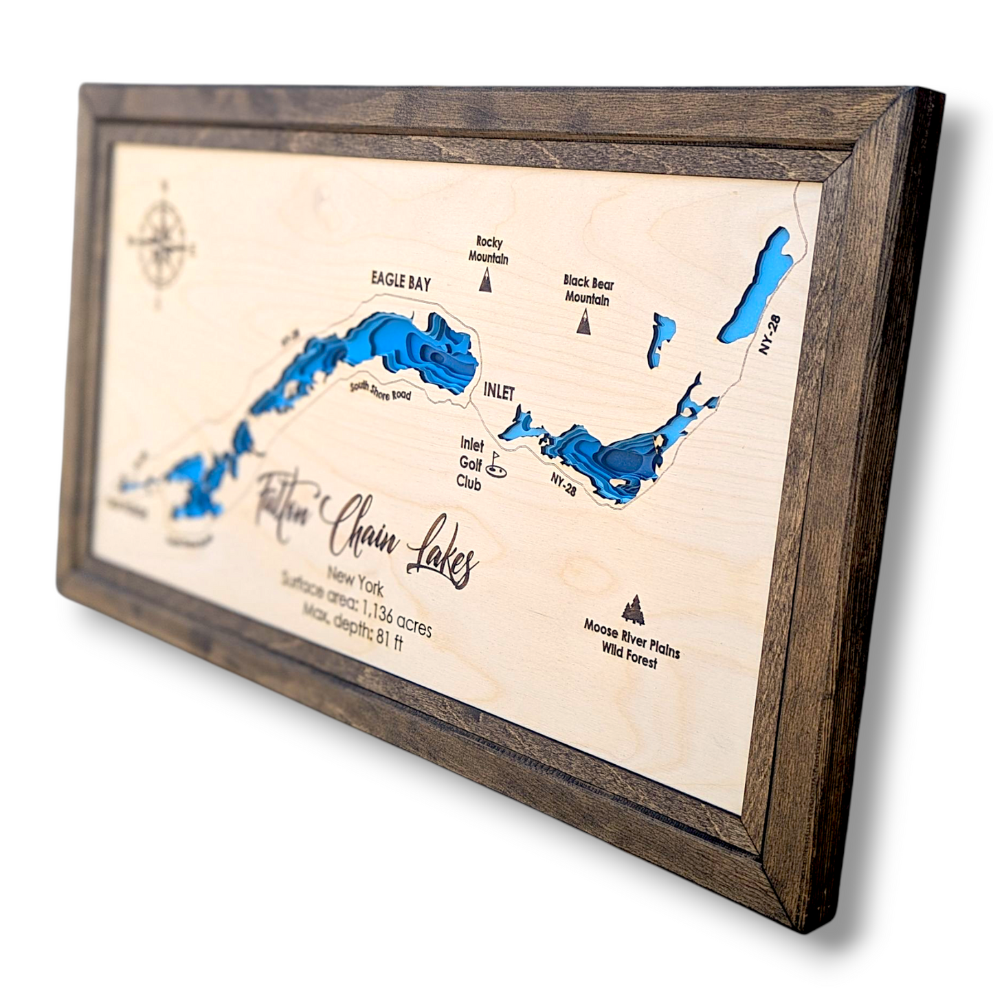 Fulton Chain Lakes Art | Fulton Chain Lakes Bathymetry Map | Various Sizes