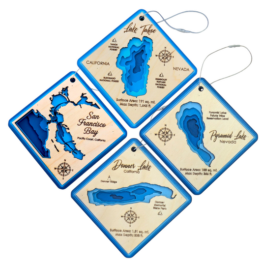 Lake Ornament | Choose Your Lake | Wooden Bathymetry Map