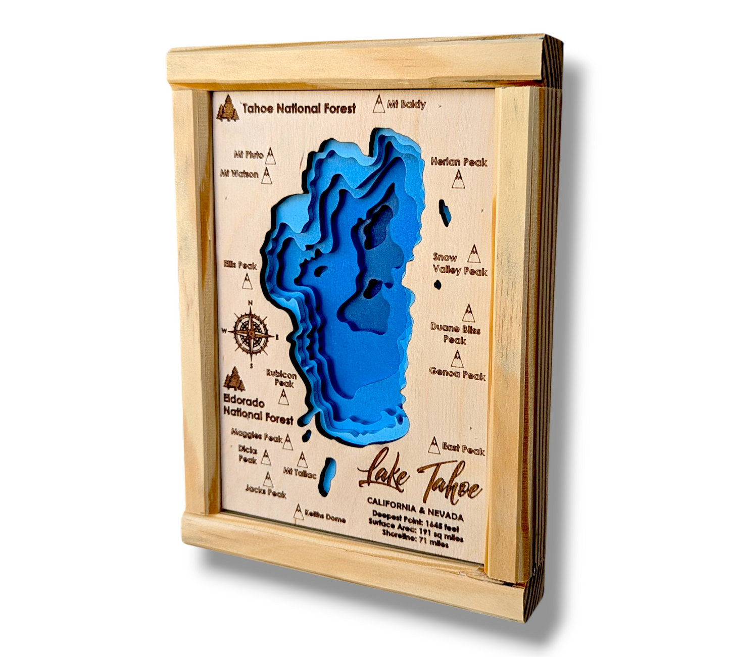 Lake Tahoe Art | Tahoe Bathymetry Map | Various Sizes