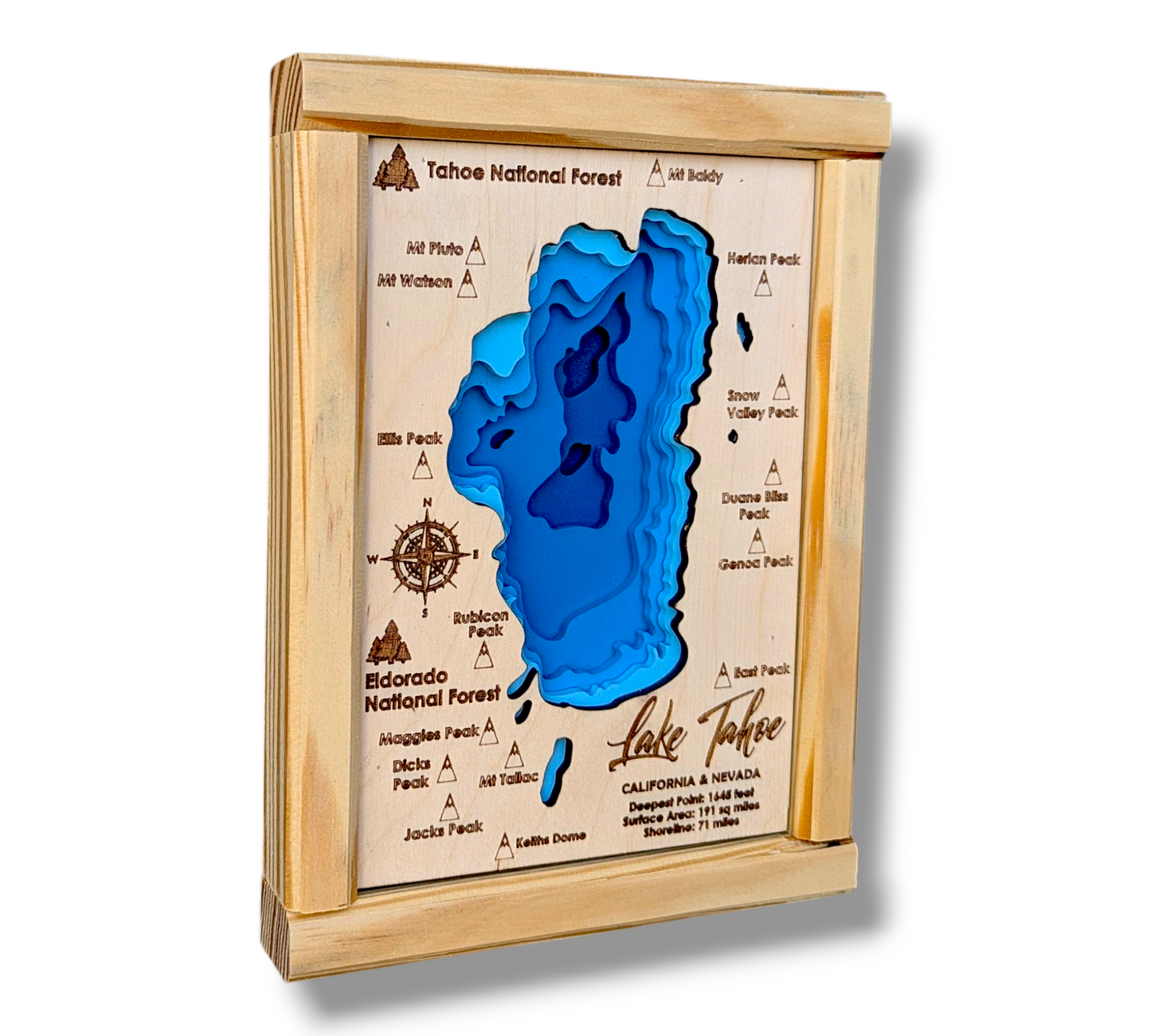 Lake Tahoe Art | Tahoe Bathymetry Map | Various Sizes