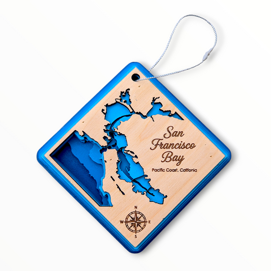 San Francisco Bathymetric Ornament | Diamond | 4" by 4"