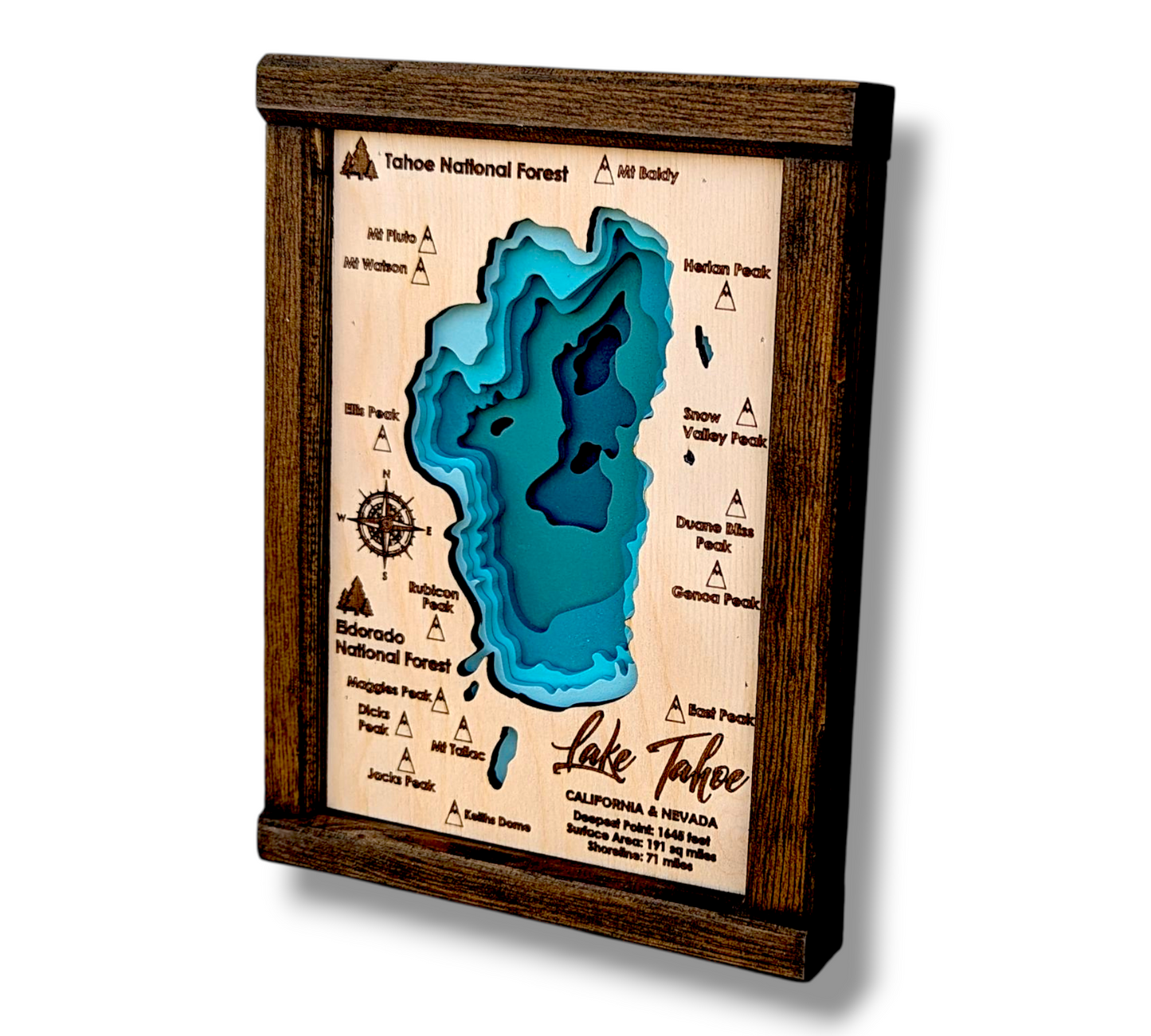 Lake Tahoe Art | Tahoe Bathymetry Map | Various Sizes