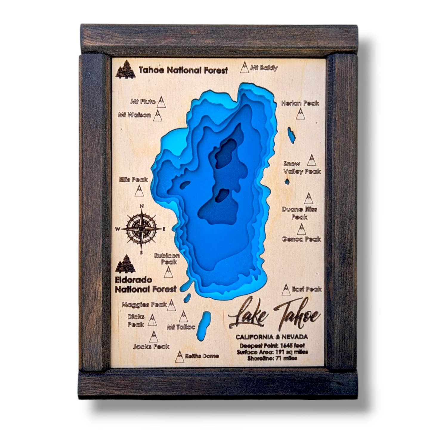 Lake Tahoe Art | Tahoe Bathymetry Map | Various Sizes