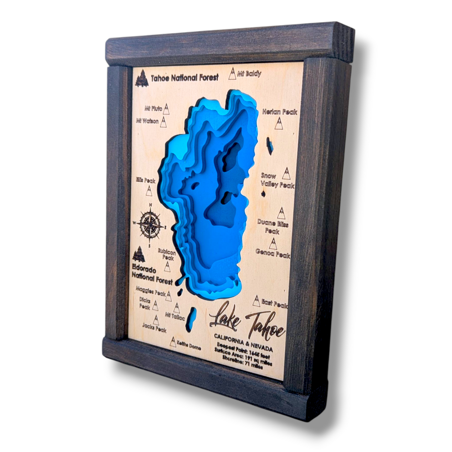 Lake Tahoe Art | Tahoe Bathymetry Map | Various Sizes