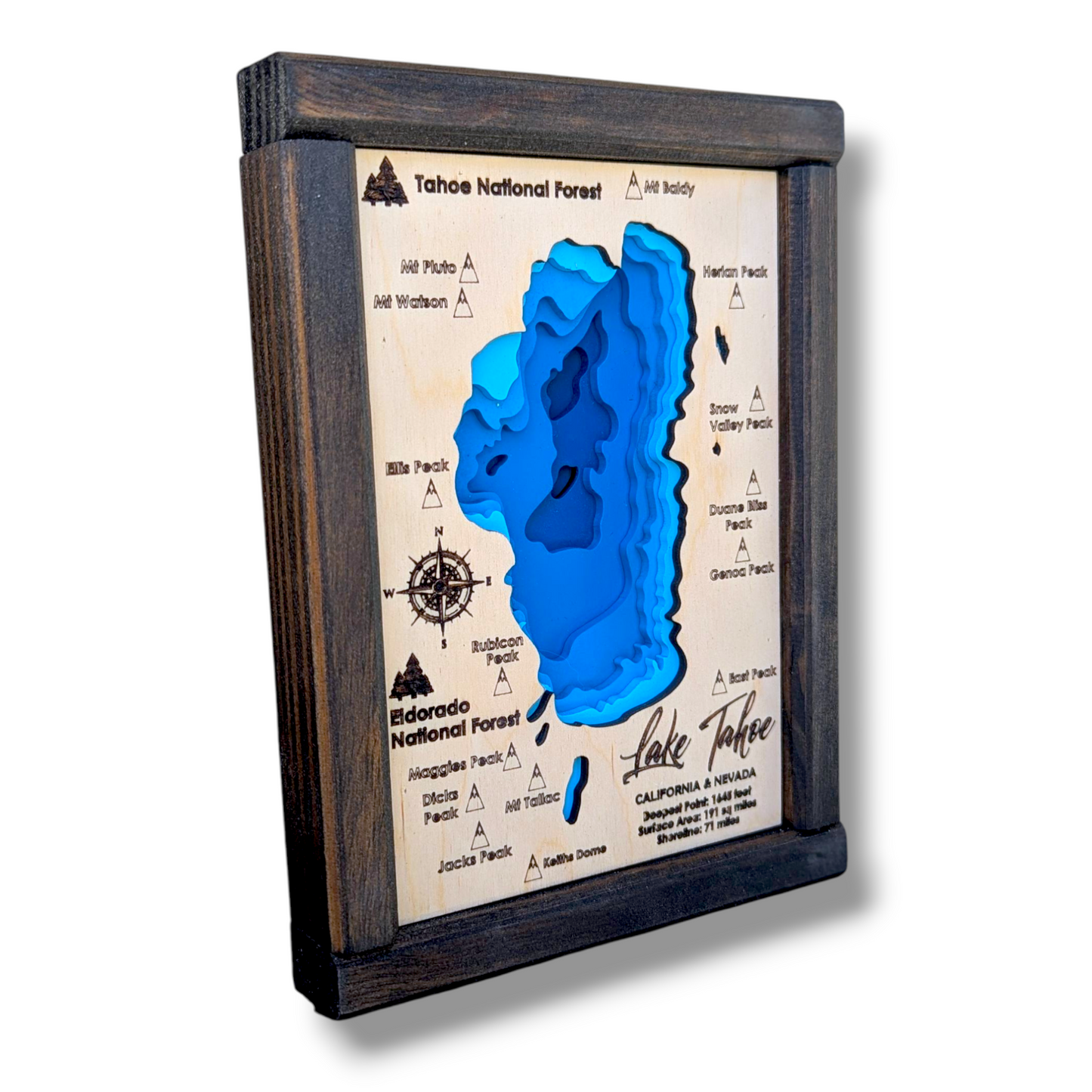 Lake Tahoe Art | Tahoe Bathymetry Map | Various Sizes