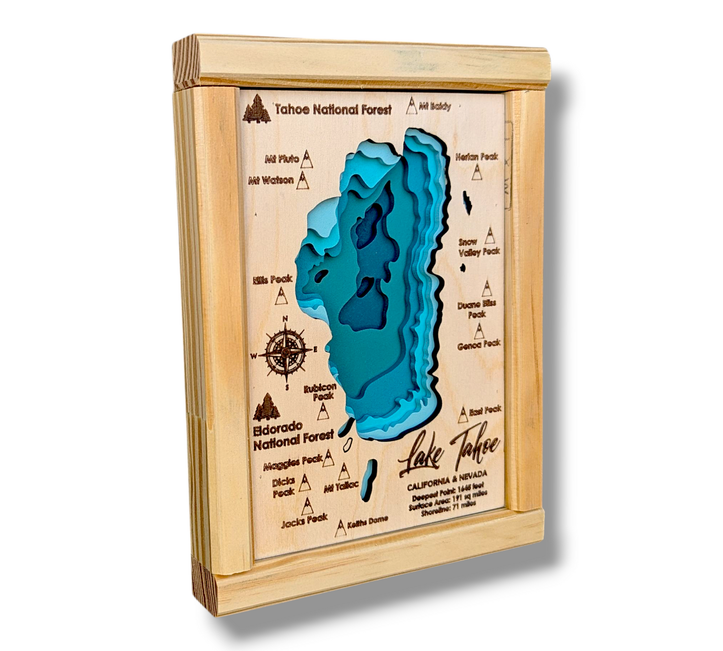 Lake Tahoe Art | Tahoe Bathymetry Map | Various Sizes
