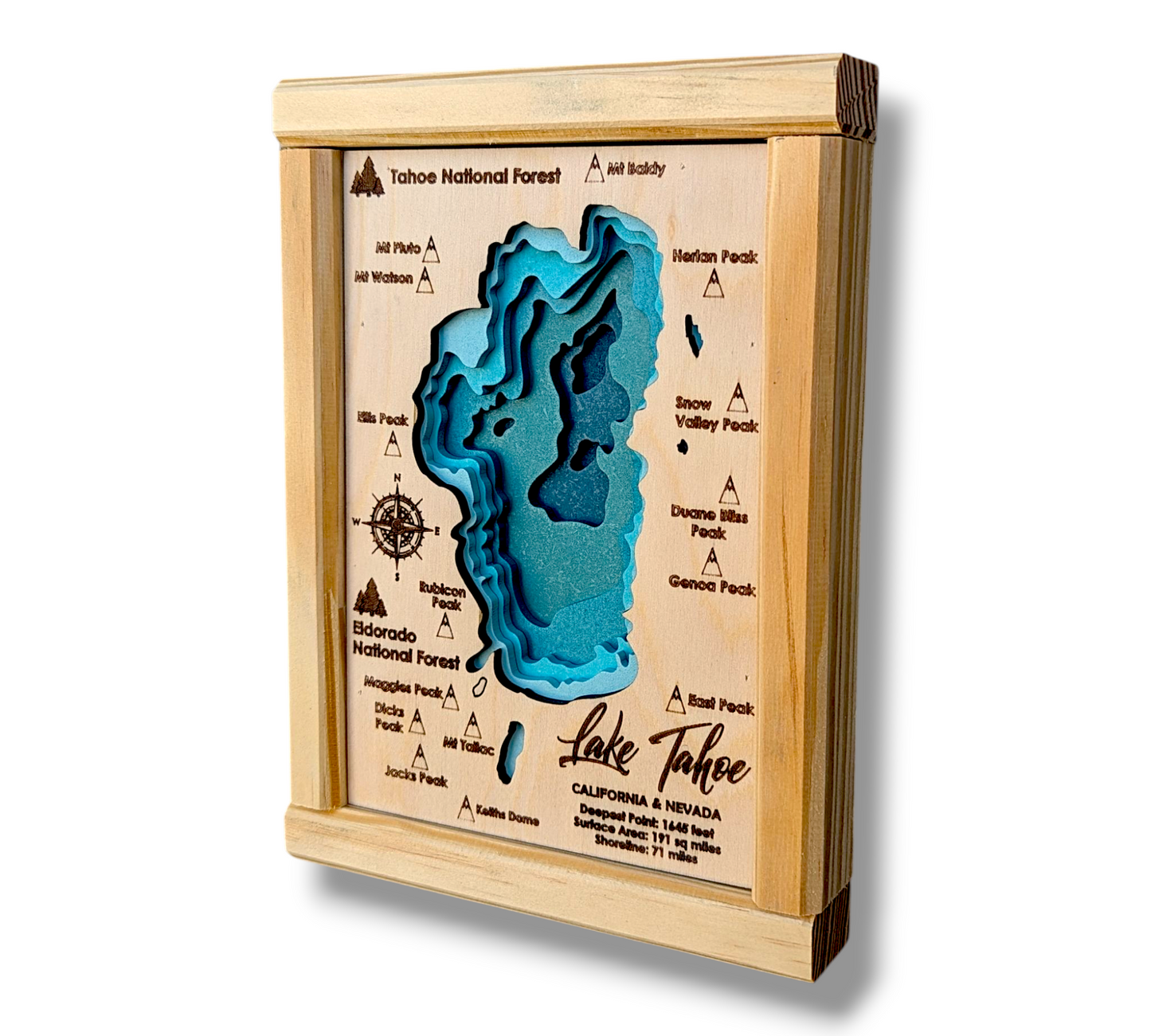 Lake Tahoe Art | Tahoe Bathymetry Map | Various Sizes
