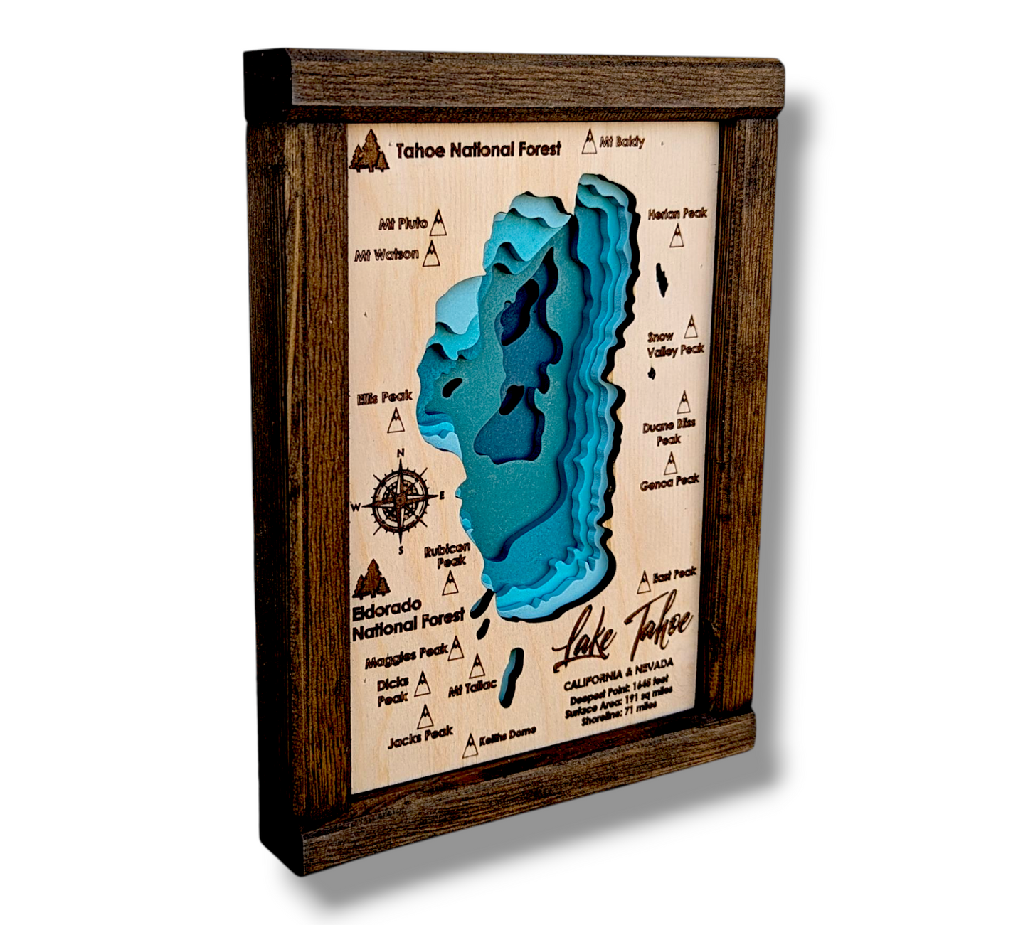 Lake Tahoe Art | Tahoe Bathymetry Map | Various Sizes