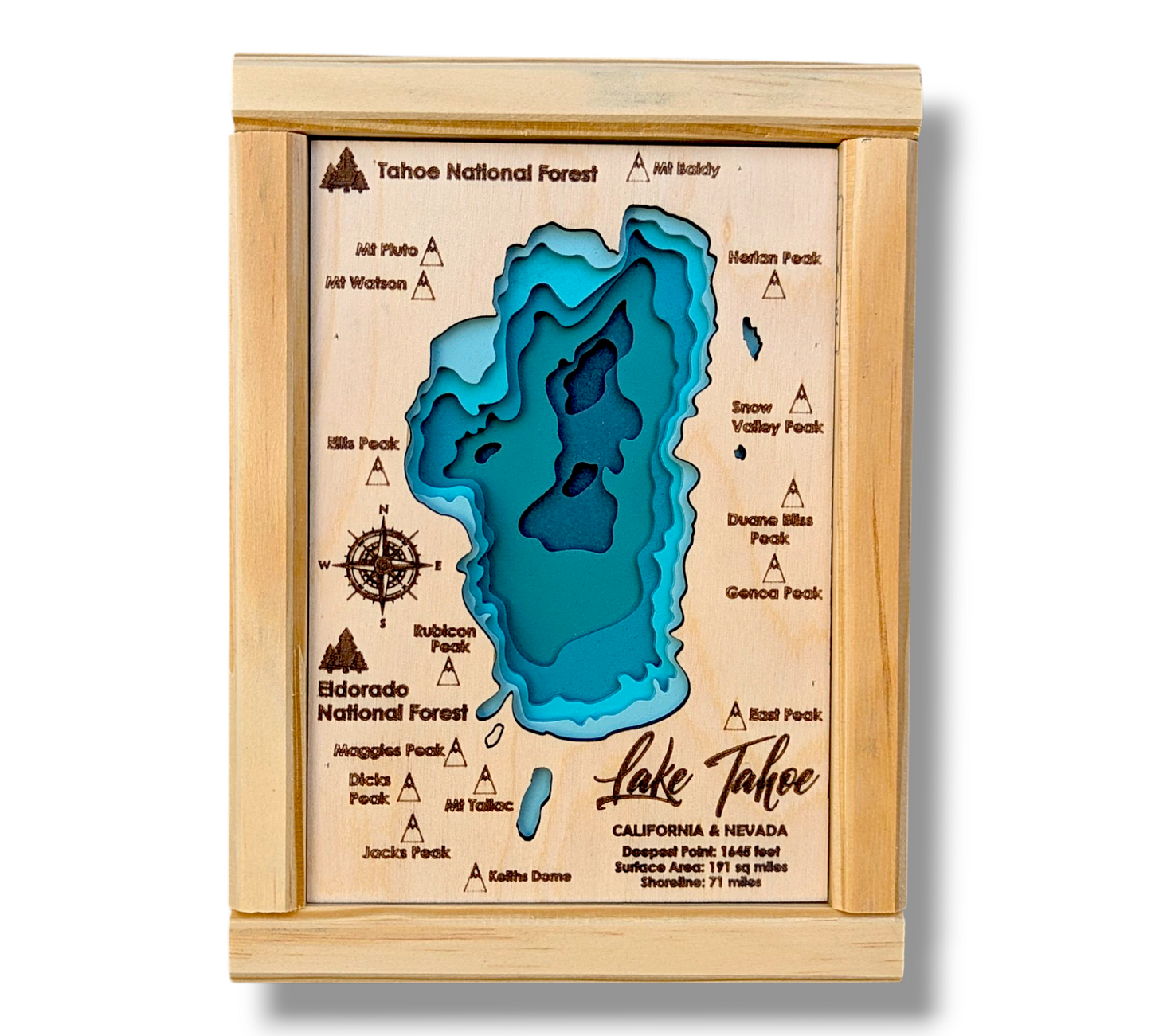 Lake Tahoe Art | Tahoe Bathymetry Map | Various Sizes