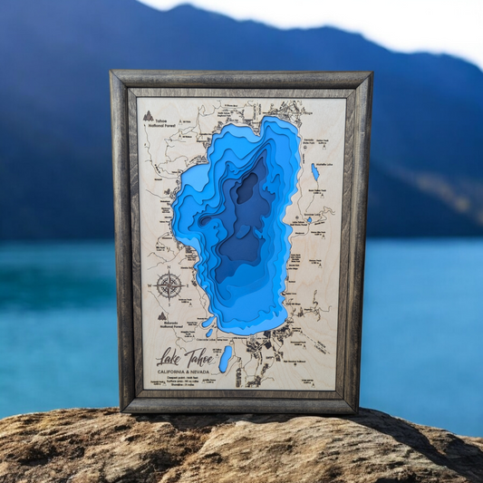 Lake Tahoe Art | Tahoe Bathymetry Map | Various Sizes