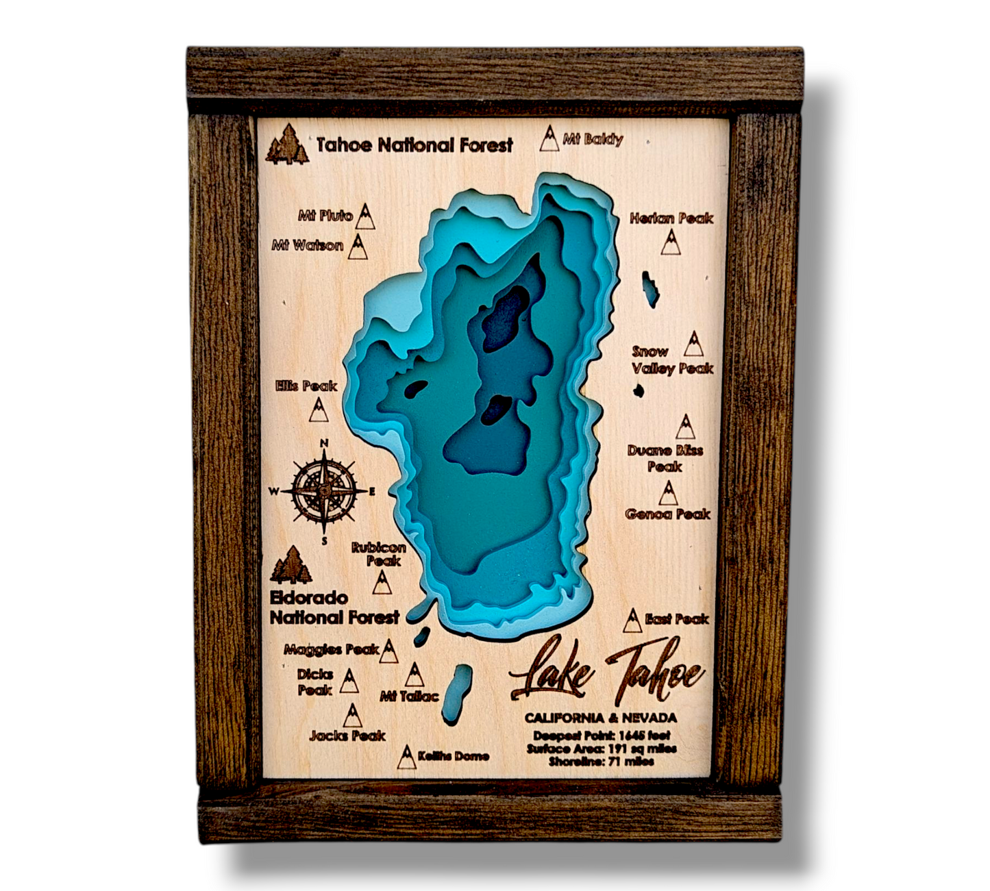 Lake Tahoe Art | Tahoe Bathymetry Map | Various Sizes