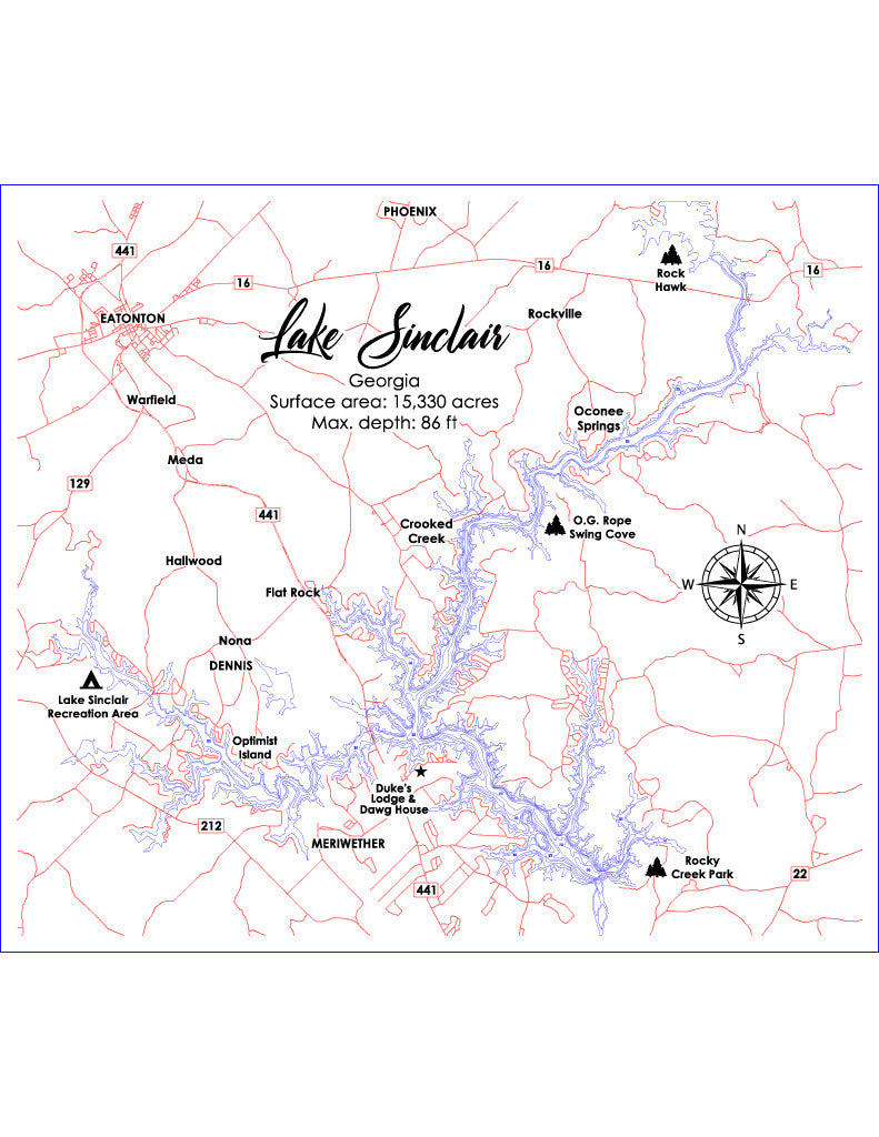 Custom Lake Bathymetry Map | Various Sizes