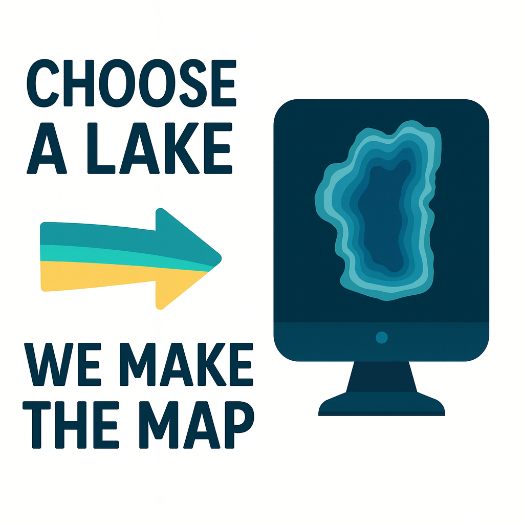 Custom Lake Bathymetry Map | Various Sizes