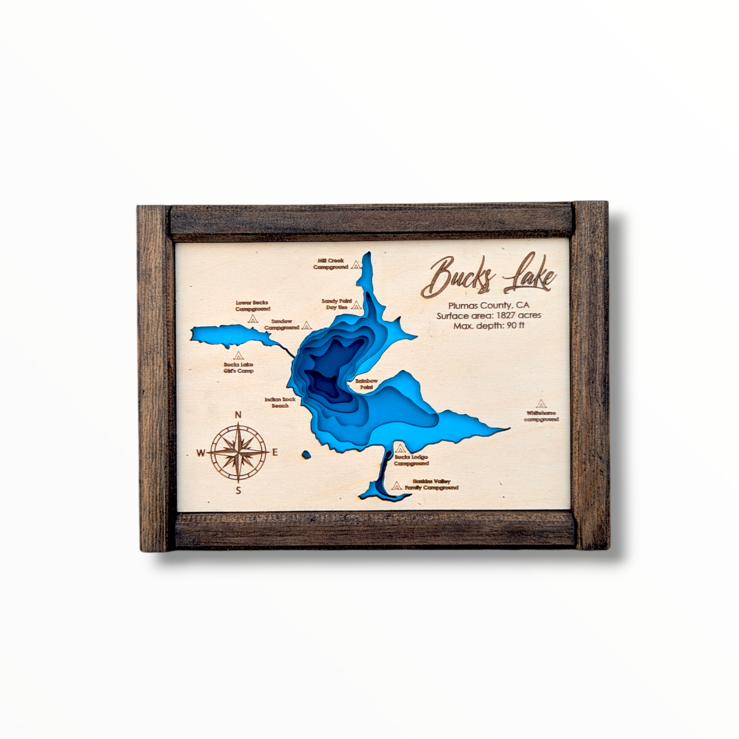 Bucks Lake Art | Bucks Bathymetry Map | Various Sizes