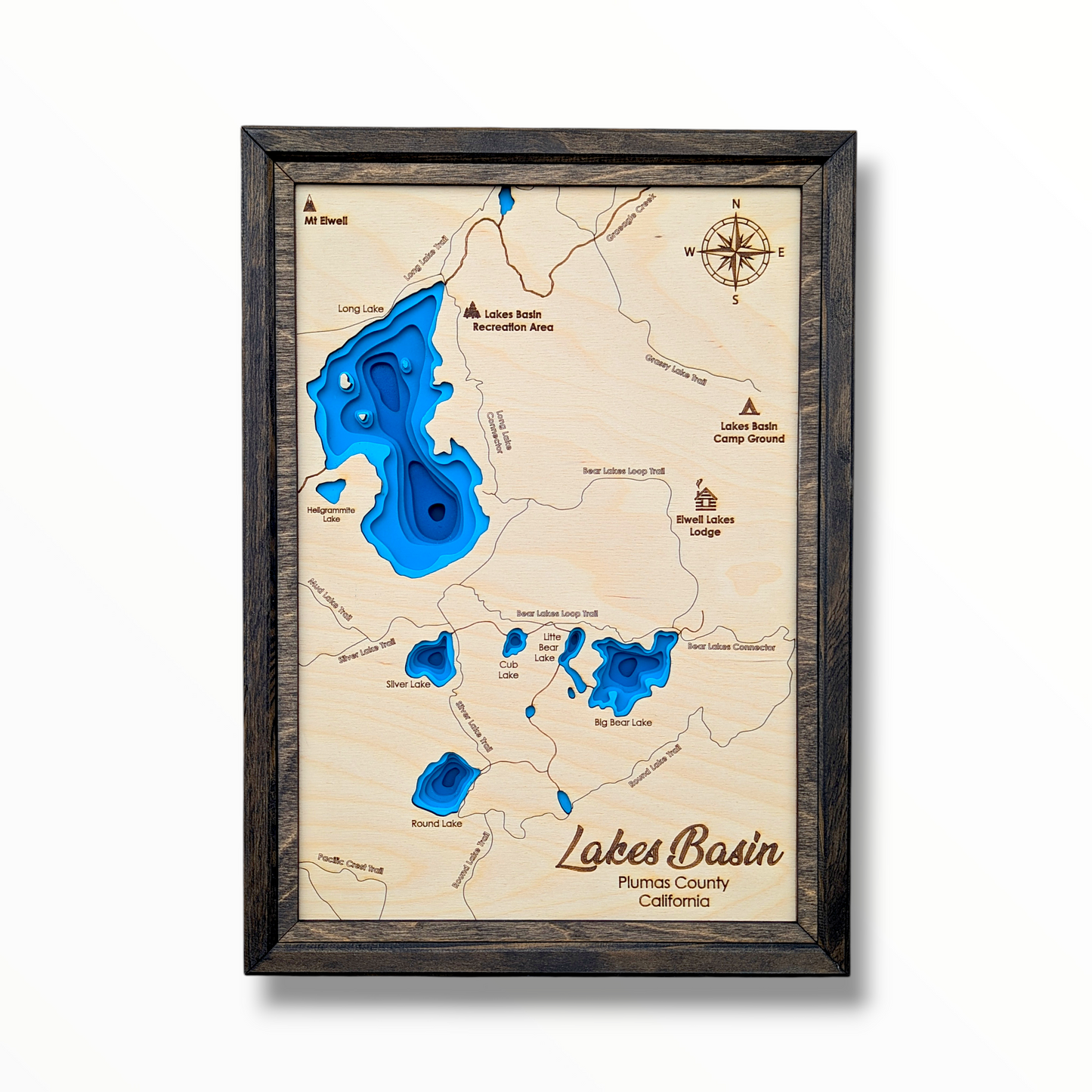 Lakes Basin Art | Lakes Basin Bathymetry Map | Various Sizes