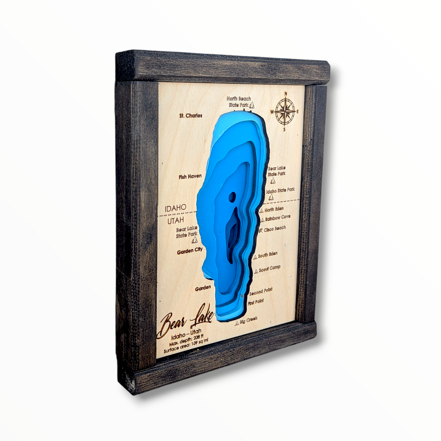 Bear Lake Art | Bear Lake Bathymetry Map | Various Sizes