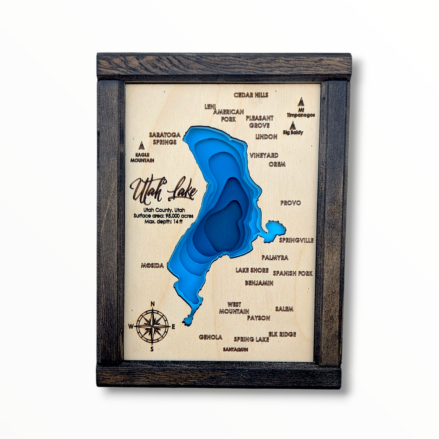 Utah Lake Art | Utah Lake Bathymetry Map | Various Sizes