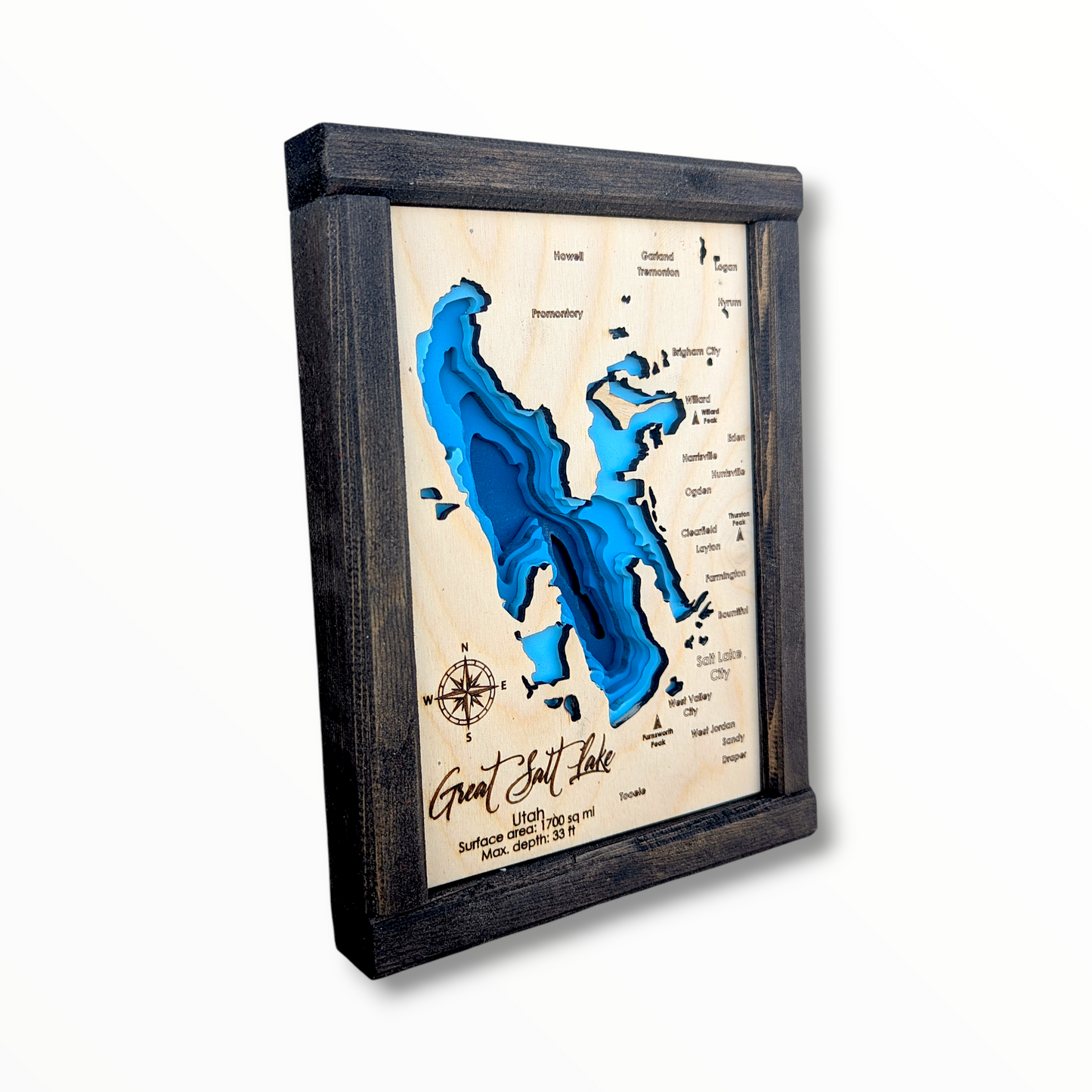 Great Salt Lake Art | Great Salt Lake Bathymetry Map | Various Sizes