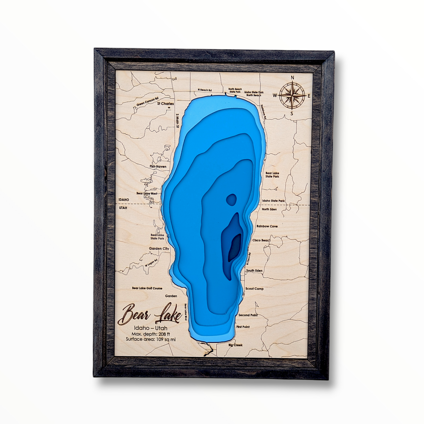 Bear Lake Art | Bear Lake Bathymetry Map | Various Sizes