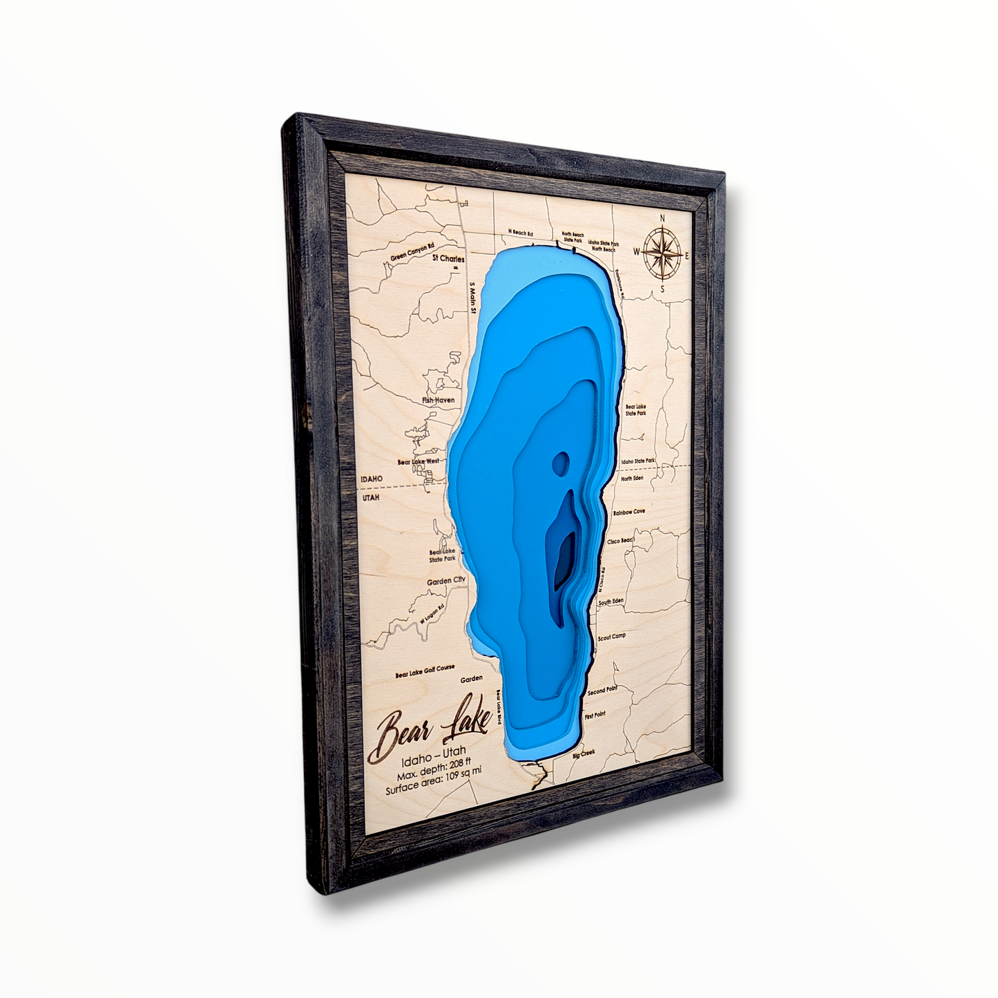 Bear Lake Art | Bear Lake Bathymetry Map | Various Sizes