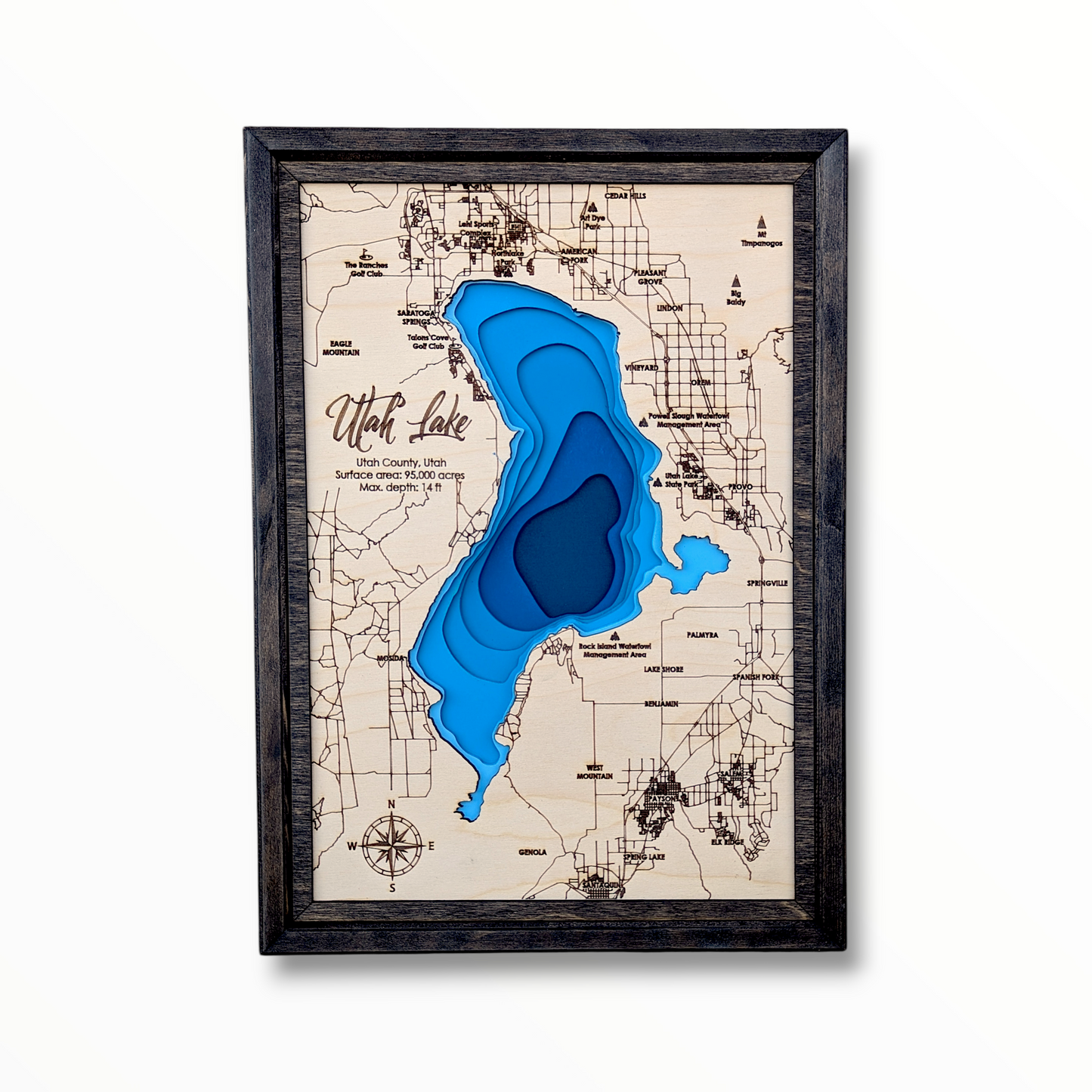 Utah Lake Art | Utah Lake Bathymetry Map | Various Sizes