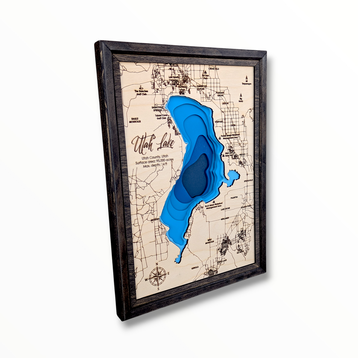 Utah Lake Art | Utah Lake Bathymetry Map | Various Sizes