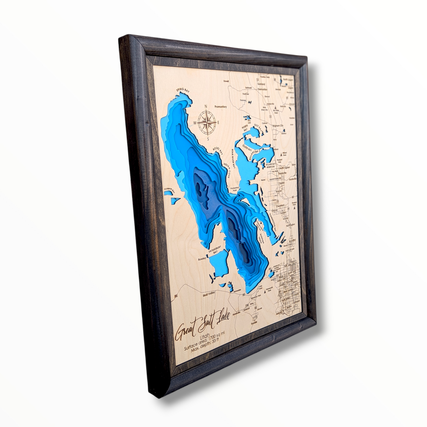 Great Salt Lake Art | Great Salt Lake Bathymetry Map | Various Sizes