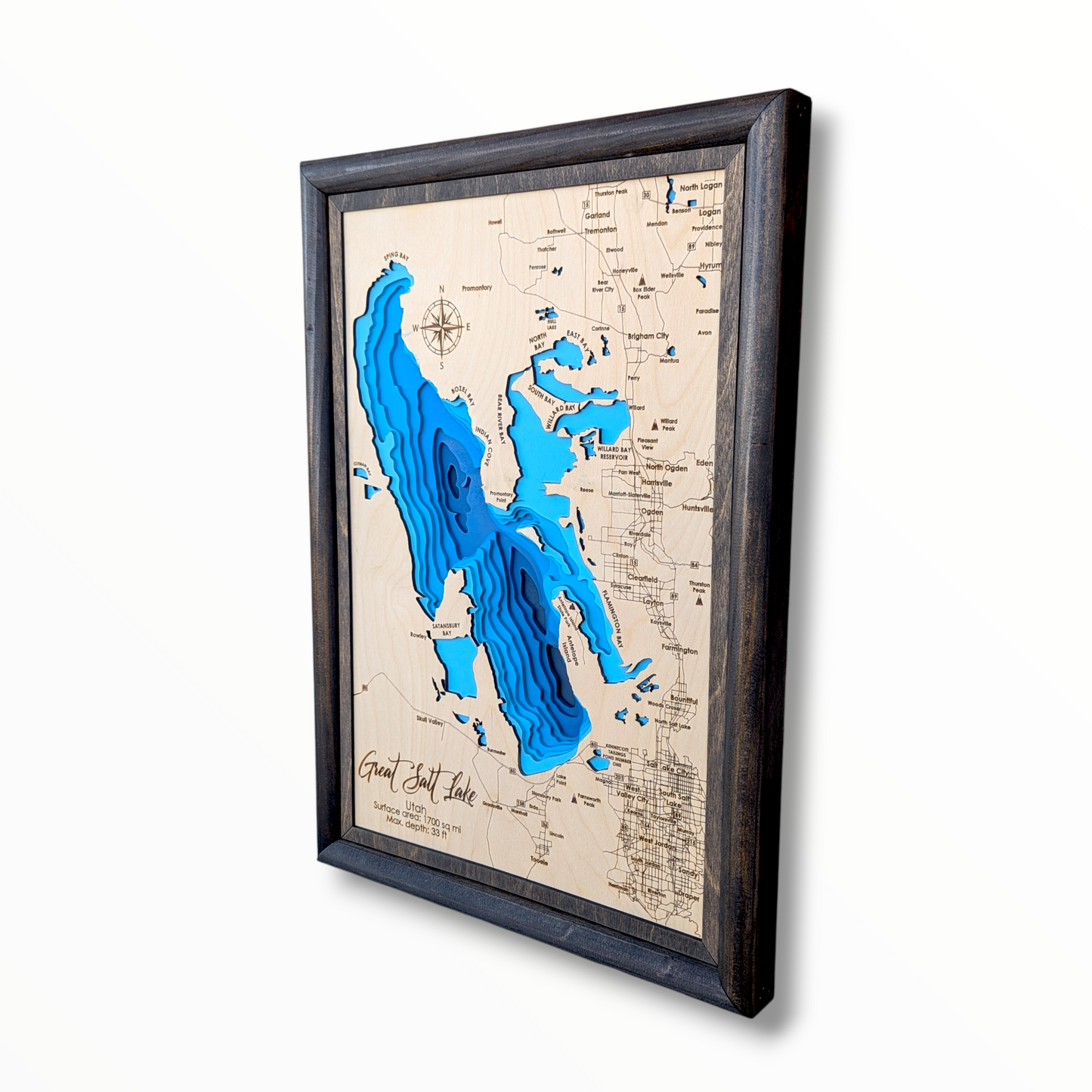 Great Salt Lake Art | Great Salt Lake Bathymetry Map | Various Sizes